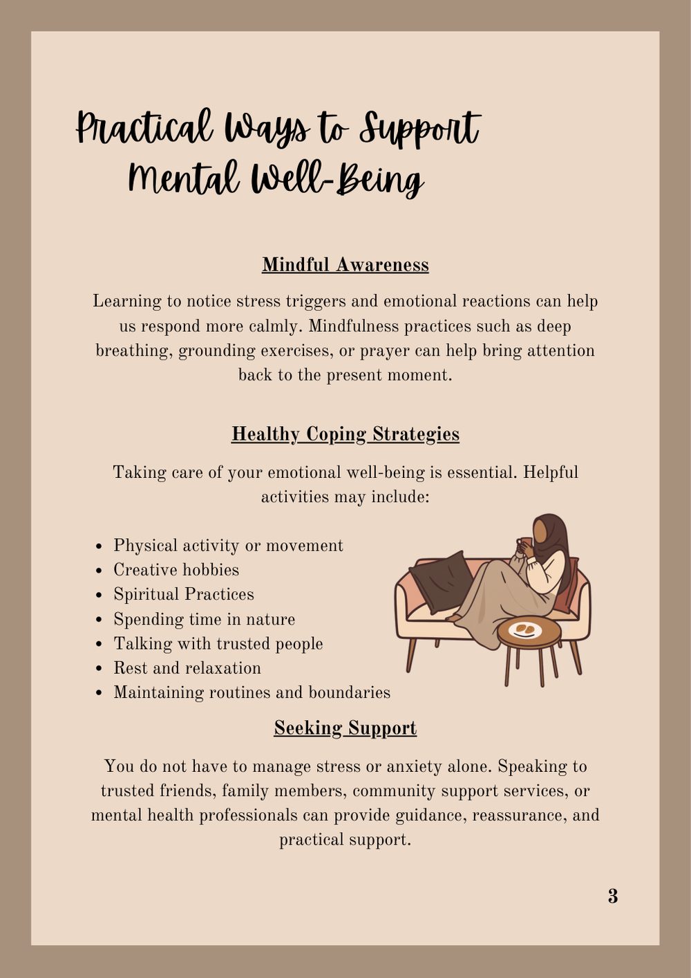 Leaflet page 3 of 4. The text is written out above.