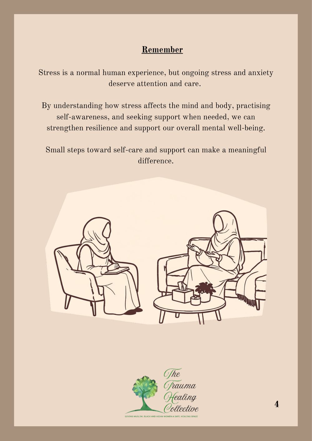 Leaflet page 4 of 4. The text is written out above.